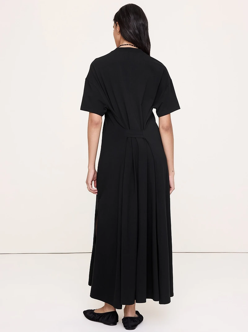 Oversized Stretch-Cotton Tie-Waist Maxi Dress