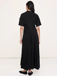 Oversized Stretch-Cotton Tie-Waist Maxi Dress