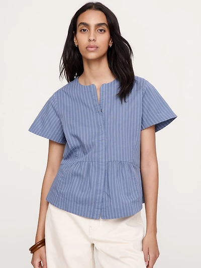 Cotton Flutter Sleeve Top