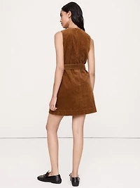 Corduroy Side-Button Mini Dress