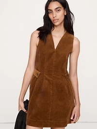 Corduroy Side-Button Mini Dress