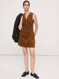 Corduroy Side-Button Mini Dress
