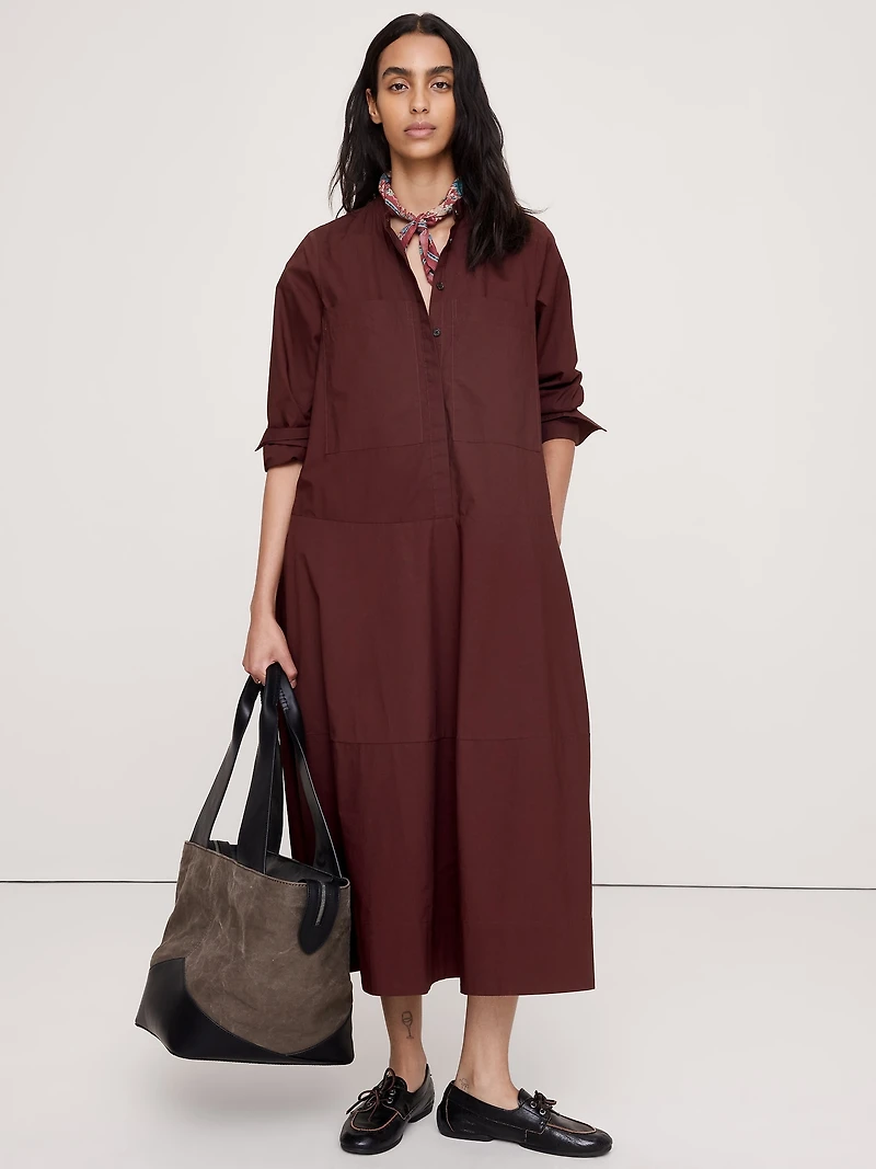 Cotton Trapeze Shirt Dress