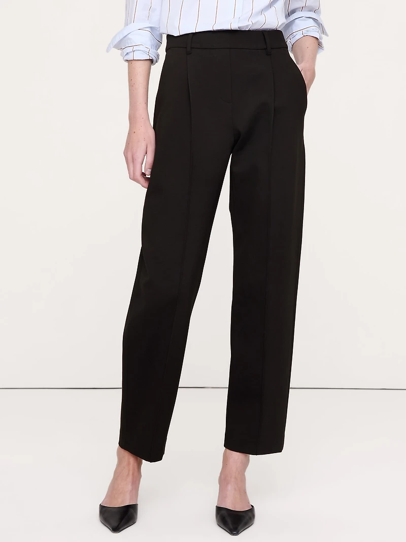 High-Rise Slim Drapey Ponte Pull-On Pant