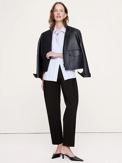 High-Rise Slim Drapey Ponte Pull-On Pant