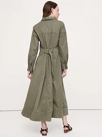 Cotton Twill Paneled Shirt Dress
