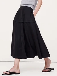 Cotton Twill Circle Midi Skirt