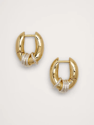 Two-Tone Link Chain Earrings