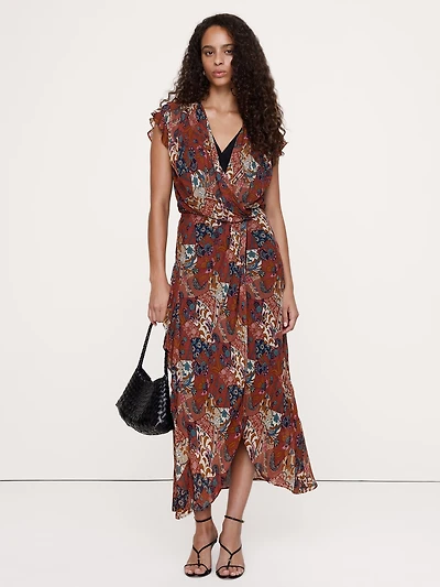 Layered Georgette Ruffle Midi Dress