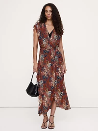 Layered Georgette Ruffle Midi Dress