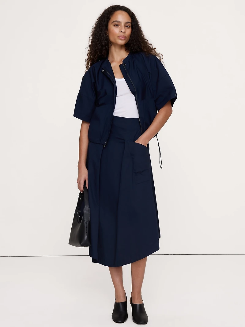 Stretch-Cotton Puff-Sleeve Top