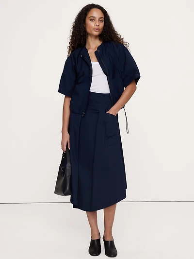 Stretch-Cotton Puff-Sleeve Top