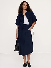 Stretch-Cotton Puff-Sleeve Top