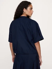 Stretch-Cotton Puff-Sleeve Top