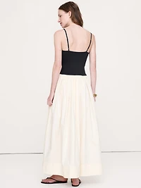 Jersey + Poplin Twist-Front Maxi Dress