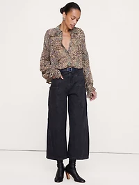 Viscose Balloon-Sleeve Blouse