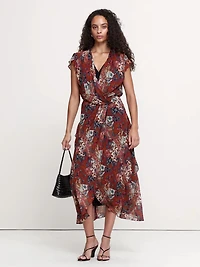 Layered Georgette Ruffle Midi Dress