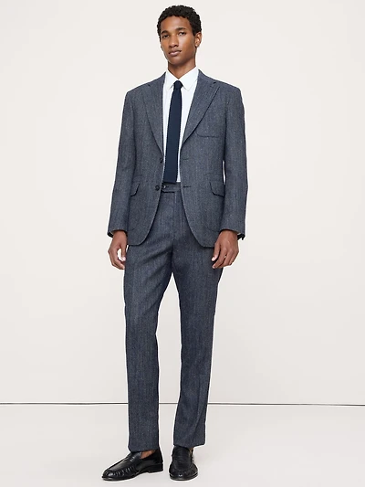 Tailored Slim Italian Herringbone Suit Pant