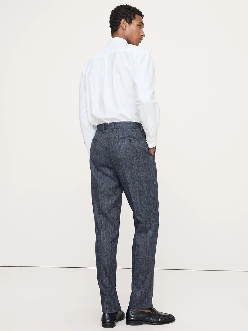 Tailored Slim Italian Herringbone Suit Pant