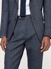 Tailored Slim Italian Herringbone Suit Pant