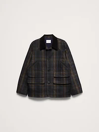 Plaid Chore Coat with Corduroy Collar