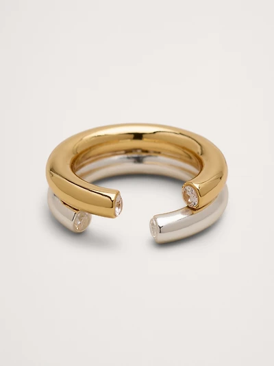 Two-Tone Stacked Opening Ring