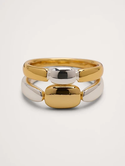 Two-Tone Stacked Ring Set