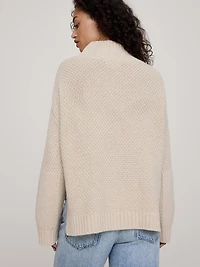 Oversized Merino-Cotton High V-Neck Sweater