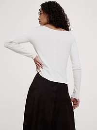 Minimalist Cotton Long-Sleeve Scoop-Neck T-Shirt