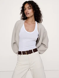 Leather Square-Tail Belt