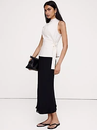 Layered Georgette-Satin Maxi Skirt