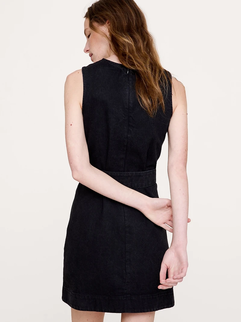 Denim Side-Button Mini Dress