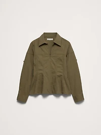 Stretch-Cotton Pleated-Waist Top