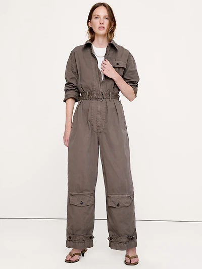 Cotton Twill Zip Jumpsuit