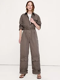 Cotton Twill Zip Jumpsuit