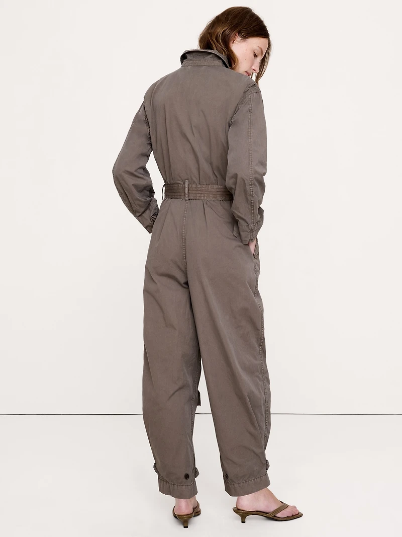 Cotton Twill Zip Jumpsuit