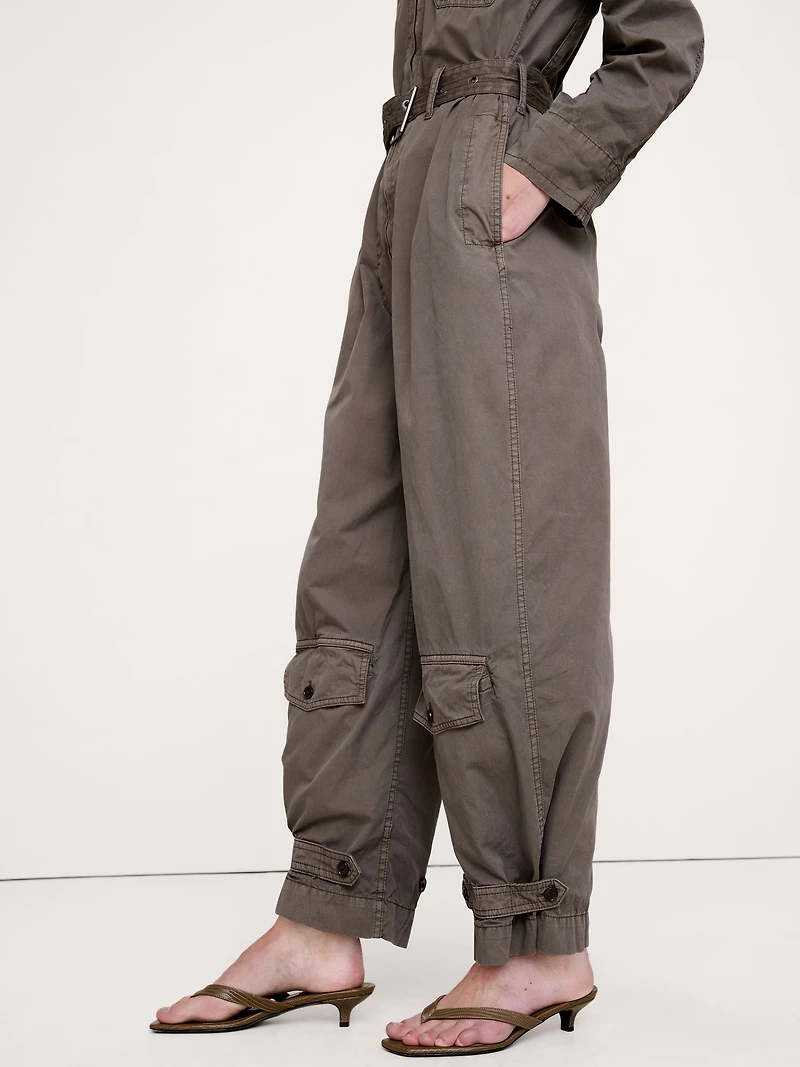 Cotton Twill Zip Jumpsuit