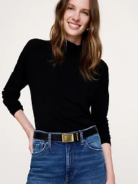 Leather Solid-Buckle Belt