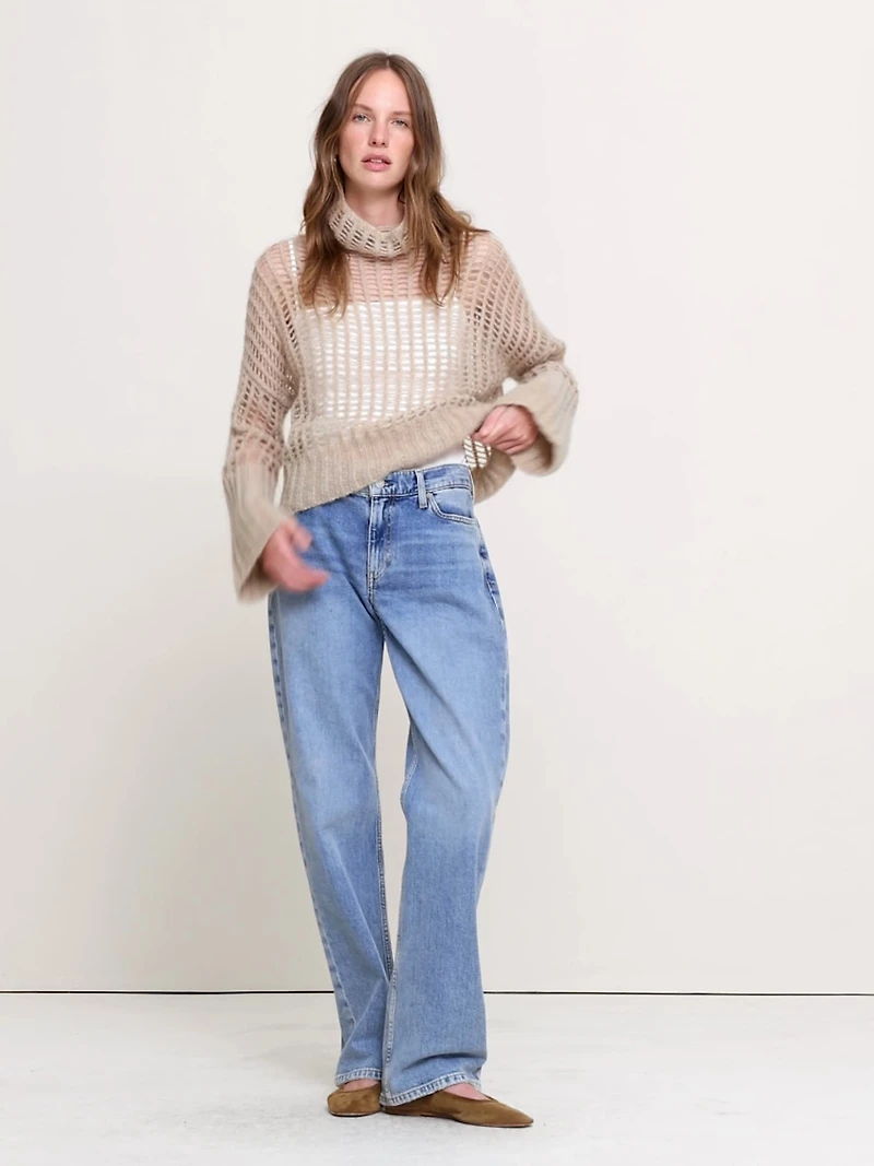 Italian Mesh Funnel-Neck Sweater