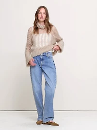 Italian Mesh Funnel-Neck Sweater