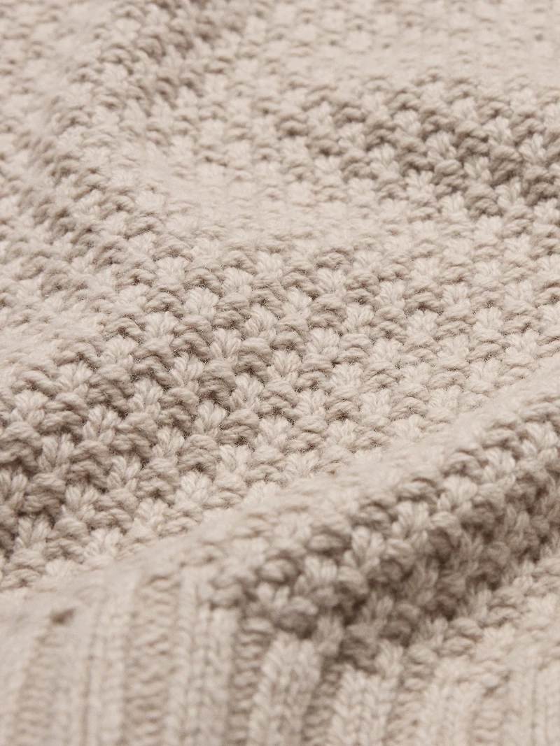 Oversized Merino-Cotton High V-Neck Sweater