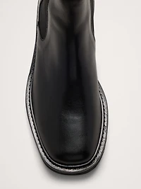 Italian Leather Square-Toe Chelsea Boot