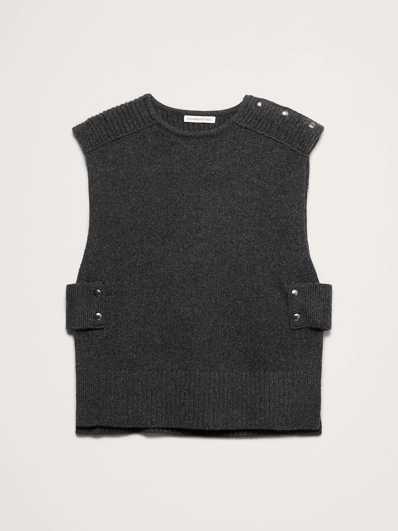 Wool-Cashmere Side-Snap Sweater Vest