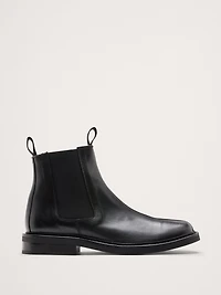 Italian Leather Square-Toe Chelsea Boot