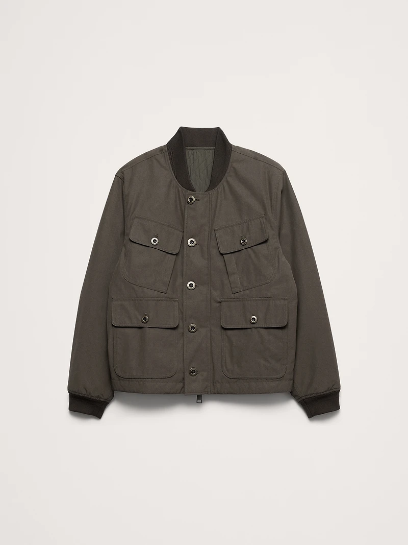 Herringbone Reversible Quilted Bomber Jacket