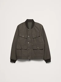 Herringbone Reversible Quilted Bomber Jacket