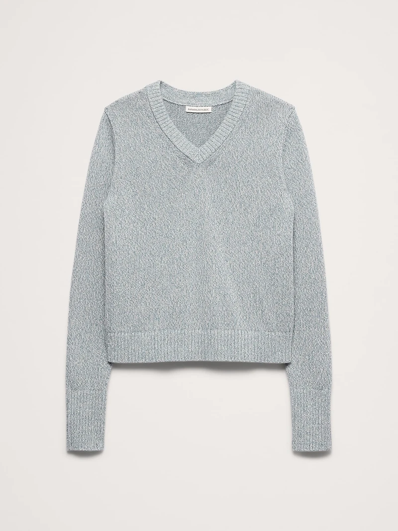 Larkspur Cotton-Silk V-Neck Sweater