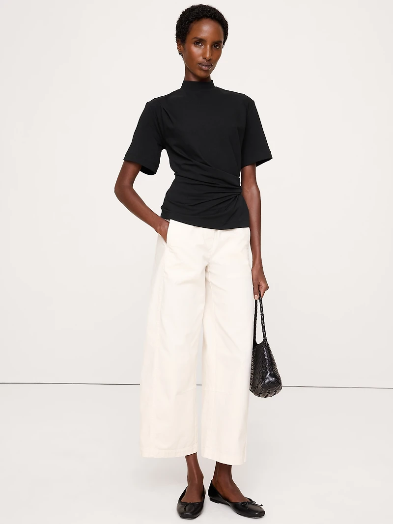 Stretch-Cotton High-Neck Top