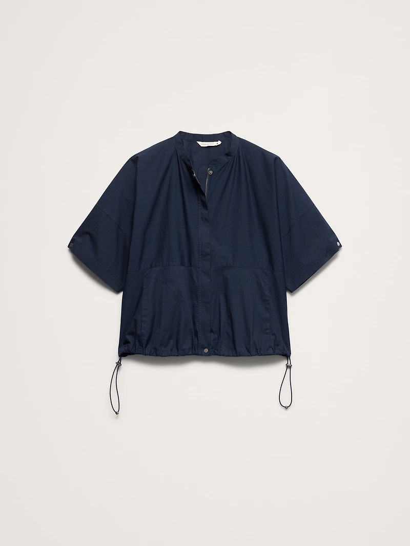 Stretch-Cotton Puff-Sleeve Top
