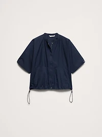 Stretch-Cotton Puff-Sleeve Top